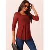 Seta T Women's Crewneck 3/4 Sleeve Pleated Casual Knit Shirts Tunic Tops - 3 of 4