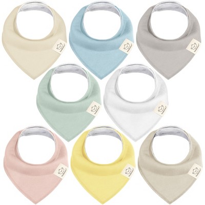 Image of 8pk Organic Baby Bandana Bibs, Baby Drool Bibs for Baby Girl, Boy, Baby Bibs for Infant, Newborn (Dawn)