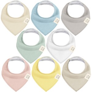 8pk Organic Baby Bandana Bibs, Baby Drool Bibs for Baby Boy, Girl, Baby Bibs for Infant, Newborn - 1 of 4