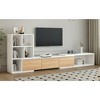 MAYEERTY 74.8''-126'' Extendable TV Stand - 3-Tier Bookshelves, Storage Cabinets, Sliding Tabletop, White - 4 of 4