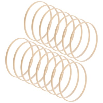 Unique Bargains Wooden Bamboo DIY Wedding Decor Craft Wreath Rings 8 Inch 15 Pcs