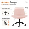MAYEERTY Chair Vanity Cross Legged Armless Swivel Height Adjustable Wide Seat Replaceable Wheels Fixed Base Office Desk Task Chair - 3 of 4