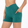 Anna-Kaci Active Women's V-Cross Front Wide Band Stretchy Side Pocket Detail Biker Shorts - 4 of 4