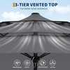 3 Tiers Heavy Duty Patio Umbrella,Outdoor Market Table Umbrellas  , Market Umbrella Outdoor with Ventilation and Hand Crank - 4 of 4