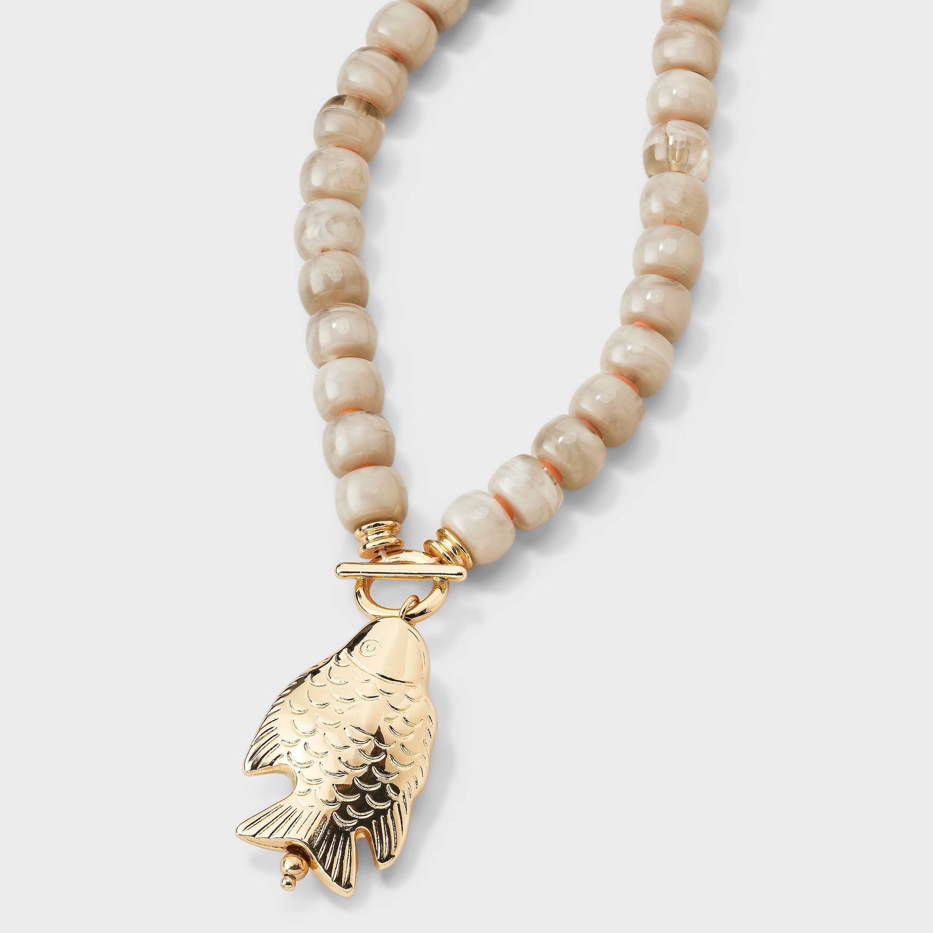 Beaded Fish Pendant Necklace - Universal Thread™ Gold