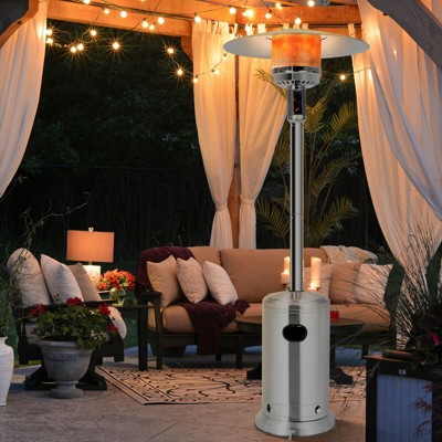 Silver Stainless Steel Propane Patio Heater with Wheels