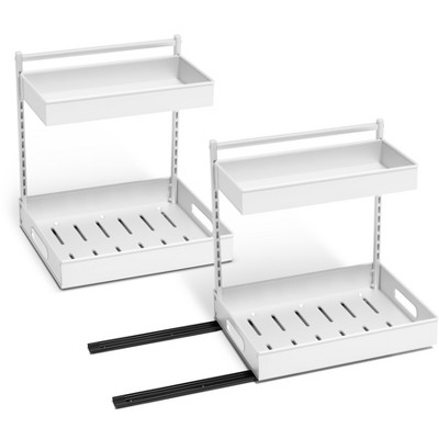 Sorbus 2-Tier Pull-Out Under Sink Organizer and Adhesive Tape - for Kitchen and Bathroom