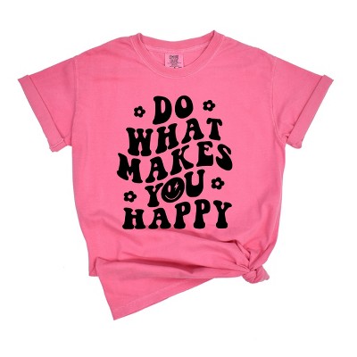 Simply Sage Market Women's Makes You Happy Smiley Face Short Sleeve Garment Dyed Tee
