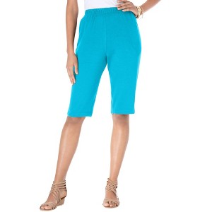 Roaman's Women's Plus Size Soft Knit Bermuda Short - 1 of 4