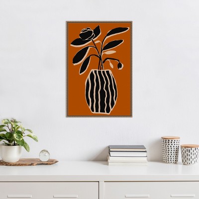 Ochre Still Life No 5 Abstract Canvas Art with Bronze Frame