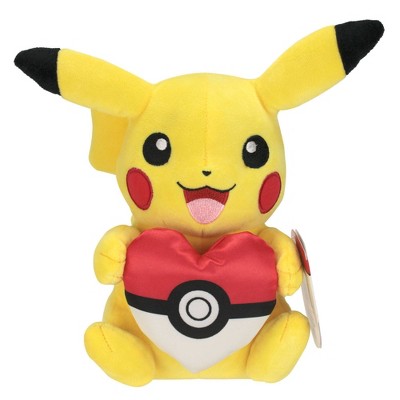 Pokemon 8" Valentines Plush Pikachu with Poke Ball Heart Accy - W10