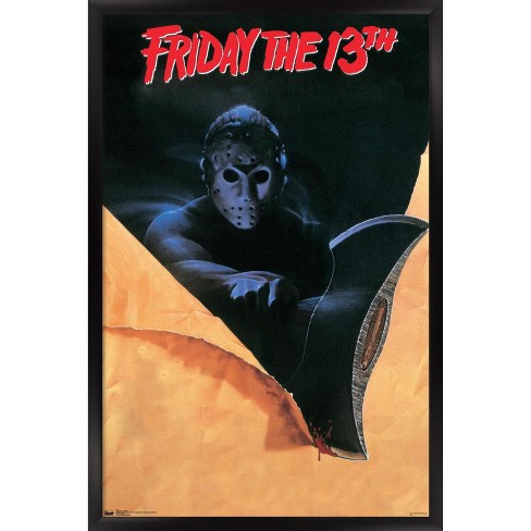 Trends International Friday The 13th - Slasher One Sheet Framed Wall Poster  Prints Black Framed Version 22.375 x 34