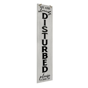 Already Disturbed Happiness' Double Sided Hanging/Leaning Wall Sign - American Art Decor: Modern Metal Art, Vertical Panel - 1 of 4