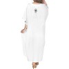 LA LEELA Women's House Daily Routine Evening Wear Holiday Casual Dailywear Loungewear Caftan Maxi Mumu Slit Dresses for Women 2X-3X White, Solid - image 4 of 4