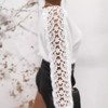 Women's Sweater Knit Top Lace Trimmed Neckline Sleeves Pullover - 3 of 3