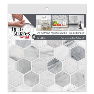 ConTact DecoSquares 6pk Adhesive Tiles - Marble Hexagon