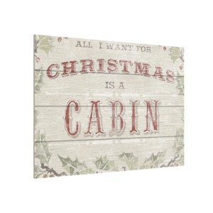 Trademark Fine Art -June Erica Vess 'Cabin Christmas Iv' Wood Slat Art - 1 of 4