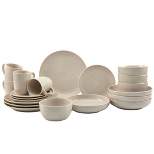 20pc Stoneware Embossed Boxwood Dinnerware Set White - Tabletops Gallery