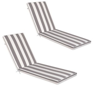 PAGED 2-Piece Polyester Patio Chaise Lounge Cushion Replacement Patio,Patio Cushion with High Resilience Sponge for Pool,Deck,Gray+White - 1 of 4
