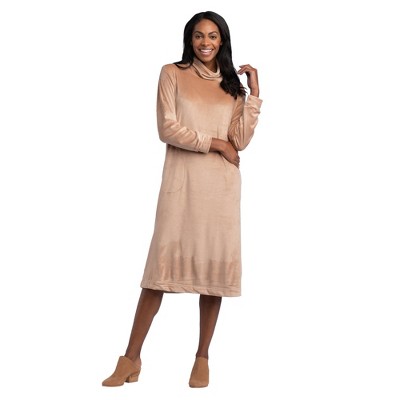 Softies 46" Feather Velour Funnel Neck Lounge Dress