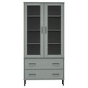 vidaXL Bookcase Grey Solid pine wood, glass, metal Tall Bookcase - 4 of 4