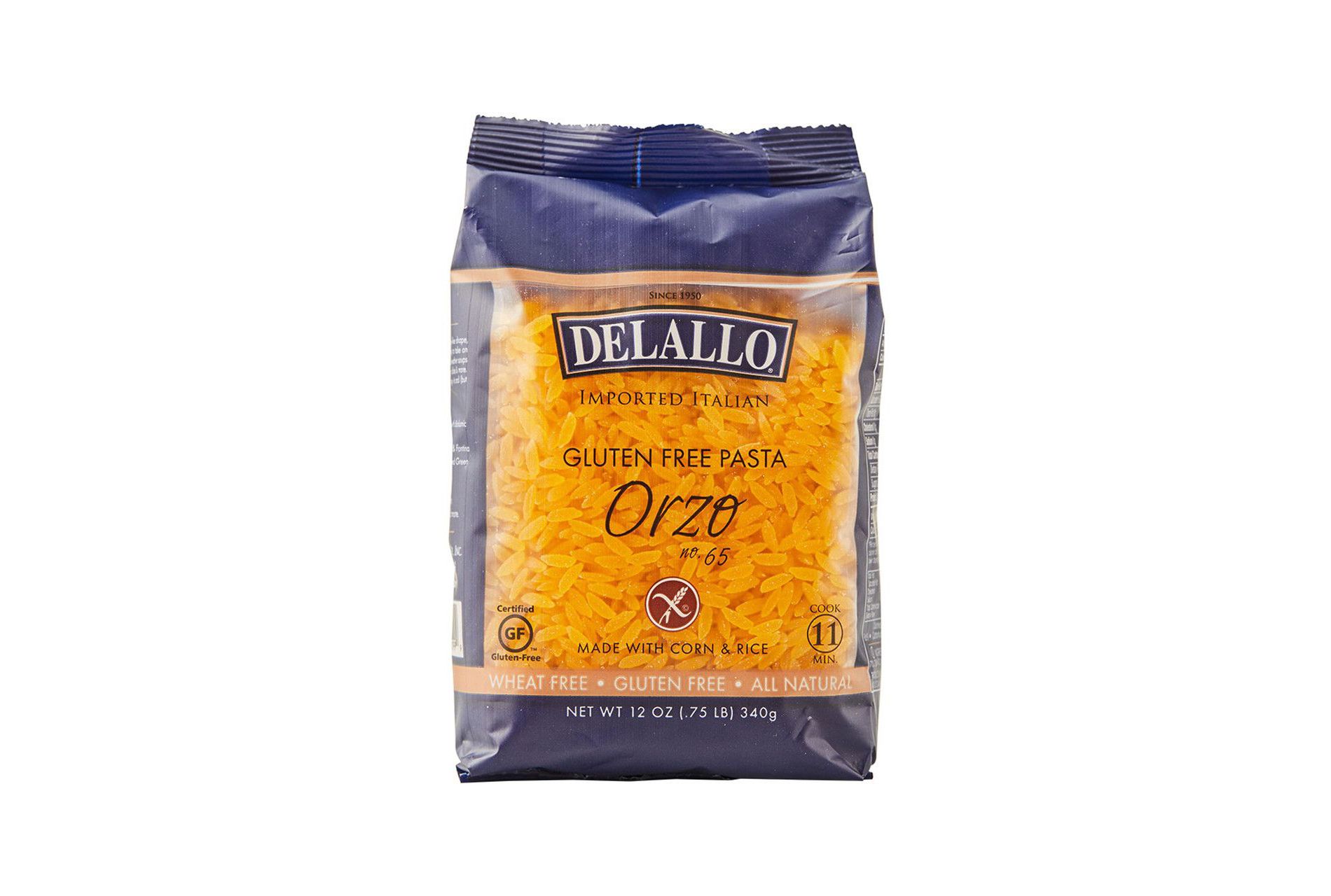 DeLallo Gluten Free Orzo Pasta, 12 oz Bag, (4 Pack)