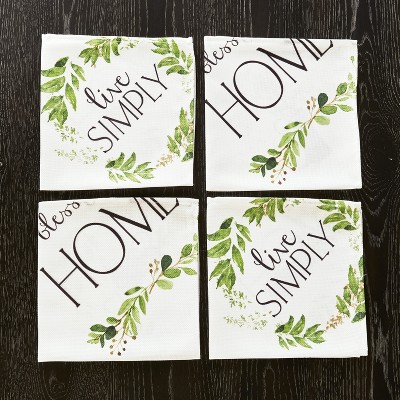 Lakeside Live Simply Cloth Table Napkins with Farmhouse Icons - Set of 4