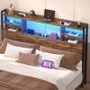 Besiost Headboard with Storage shelves and Charging Station, Wood Headboard with LED Light - 2 of 4