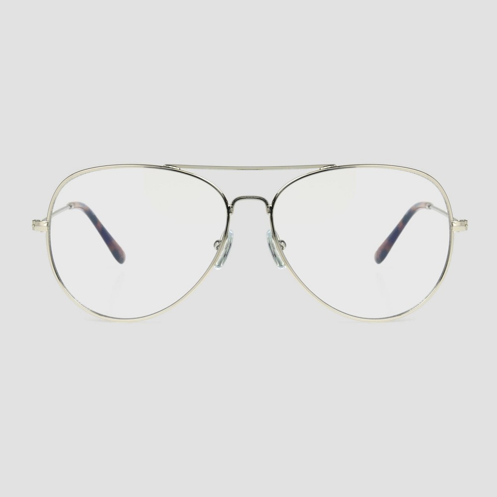 Photos - Glasses & Contact Lenses Men's Aviator Blue Light Filtering Glasses - Original Use™ Silver