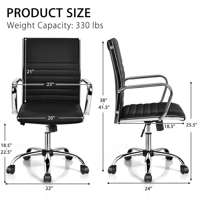 Costway PU Leather Office Chair High Back Conference Task Chair w/Armrests, 3 of 11