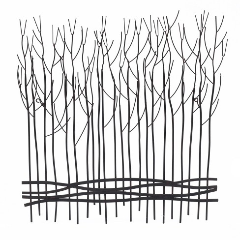 Luxenhome Rustic Black Metal Abstract Field Of Trees Wall Art