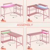 Bestier 52" Gaming Desk with LED Lights L Shaped Desk with Power Outlet & Monitor Stand Corner Computer Desk - 4 of 4