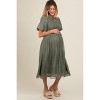 Pinkblush Olive Floral Lace Smocked Maternity Midi Dress - 3 of 4