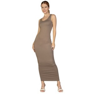 Slickblue Women's Solid Maxi Dress, Sleeveless Stretch Jersey Fabric, Casual Fit, Multi Colors Options, Size S-L - 1 of 4