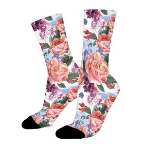 Pink Lotus Leaf Women Printed Crew Socks Funny Funky Socks Soft Polyester Novelty Gifts for Artists Men - 1 of 1