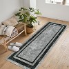Modern Bordered 2pc Non-Skid (Non-Slip) Low Profile Pile Rubber Backing Indoor Kitchen Runner Rugs - 3 of 4