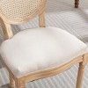 INFURNIC Dining Chairs French Style Linen Fabric Chair with Rattan Back and Solid Wood Frame for Dining Room, Beige, 23.4"*19.3"*37.4" - 4 of 4