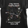 The Moon Looks Upon Night Flowers Crew Neck Short Sleeve Women's Black T-shirt - 2 of 3