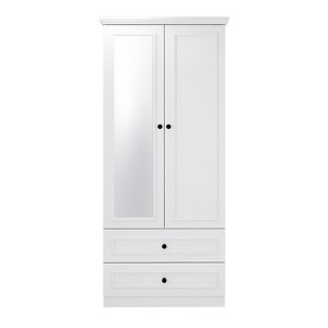Keloyid White Wood 31.5 in. Armoire with 2 Drawers and 1 Shelves - 1 of 4