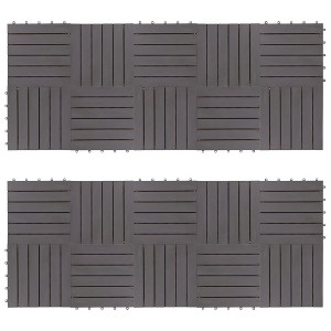 vidaXL Decking Tiles 20 pcs Gray Wash 11.8"x11.8" Solid Acacia Wood - 1 of 4