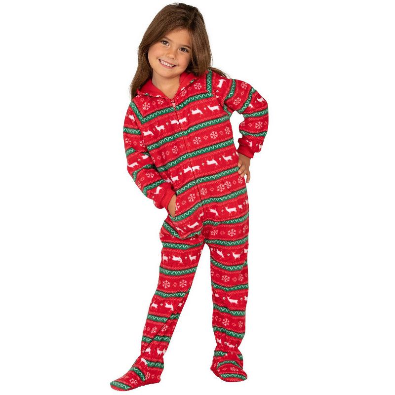 Footed Pajamas - Nordic Christmas Toddler Hoodie Fleece Onesie, 1 of 5