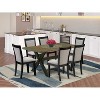HomeStock 7-Piece Distressed Jacobean Finish Solid Wood Top Dining Table with 6-Parson Chairs - 2 of 4