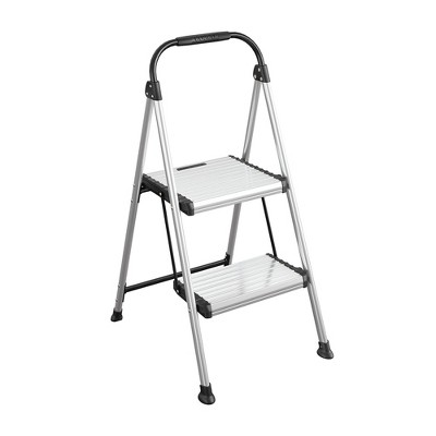 Cosco 2 Step All Aluminum Step Stool: Silver, 225 lb Capacity, No Assembly, Lightweight Stepping Stool for Adults