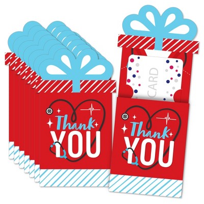 Big Dot of Happiness Thank You Nurses - Nurse Appreciation Week Money and Gift Card Sleeves - Nifty Gifty Card Holders - Set of 8