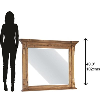 Wellington Hall Traditional Beige Wood Rectangular Dresser Mirror