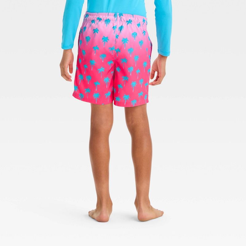 Boys' Tree Palm Printed Swim Shorts - Cat & Jack™ Pink/Blue, 4 of 5