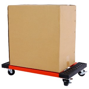 Heavy-Duty Poly Mover's Dolly – 1200 lb Capacity, Non-Marking Rubber Pads – Red/Black Utility Cart for Secure, Scratch-Free Transport - 1 of 4