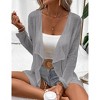 Womens Lightweight Crochet Cardigan Sweater Rib Knit Open Front Mesh Cardigan Sweater Coats - 4 of 4