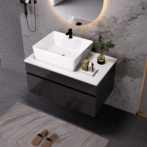 KWPZQEB 31.5" Floating Bathroom Vanity with Sink, Wall Mounted Bathroom Storage Cabinet with Drawer & Door, Single Small Bathroom Vanity - 1 of 4