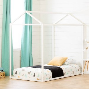 Sweedi House Kids' Bed Pure White - South Shore: Montessori Floor Bed, Toddler Canopy, Twin Size, Wood Frame - 1 of 4